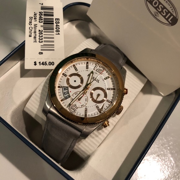 Fossil Gold & Leather Gray Watch main image 7